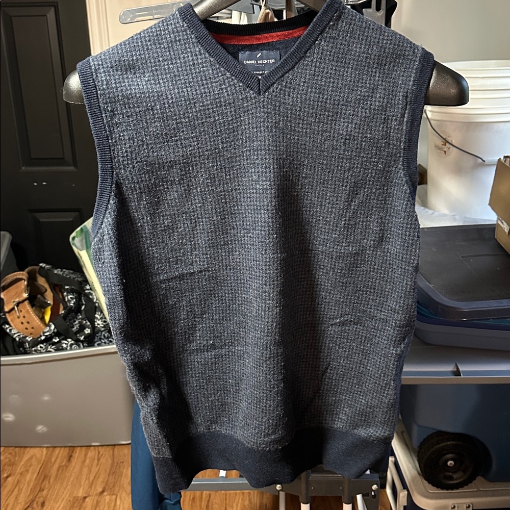 Daniel Hechter Charcoal Sleeveless V-Neck Sweater Vest